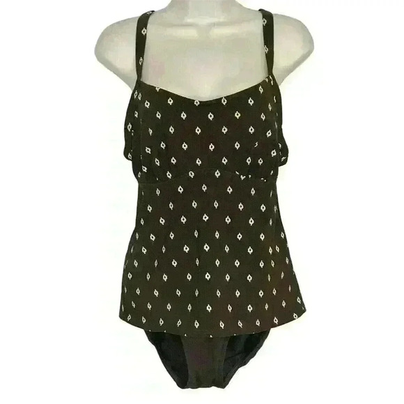 Lands' End tankini swimsuit set size 8 built in bra and bikini bottom brown - Picture 1 of 8